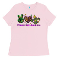 Bubblegum Pink peace love mardi gras Ladies Tee - BarkalooDesign