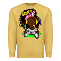 Antique Gold black gamer girl Premium Sweatshirt - FaDigitalArtStudio