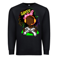 Black black gamer girl Premium Sweatshirt - FaDigitalArtStudio