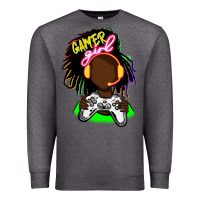 Charcoal Heather black gamer girl Premium Sweatshirt - FaDigitalArtStudio