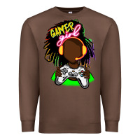 Chestnut black gamer girl Premium Sweatshirt - FaDigitalArtStudio