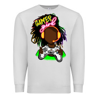 Dove Grey black gamer girl Premium Sweatshirt - FaDigitalArtStudio