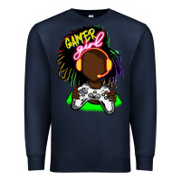 Navy black gamer girl Premium Sweatshirt - FaDigitalArtStudio
