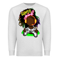 Oatmeal Heather black gamer girl Premium Sweatshirt - FaDigitalArtStudio