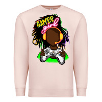 Pale Pink black gamer girl Premium Sweatshirt - FaDigitalArtStudio