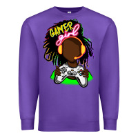 Purple black gamer girl Premium Sweatshirt - FaDigitalArtStudio