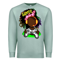 Seafoam black gamer girl Premium Sweatshirt - FaDigitalArtStudio