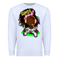 White black gamer girl Premium Sweatshirt - FaDigitalArtStudio