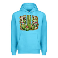 Ocean Blue serape cowhide cactus Premium Hoodie - JahusDesignShop