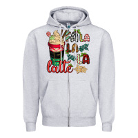 Heather Grey Fa la la la latte Zipper Hoodie - CowGirlArtShop