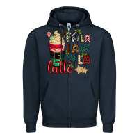 Navy Fa la la la latte Zipper Hoodie - CowGirlArtShop