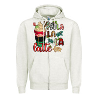 Oatmeal Heather Fa la la la latte Zipper Hoodie - CowGirlArtShop
