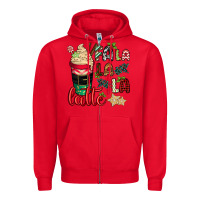 Red Fa la la la latte Zipper Hoodie - CowGirlArtShop