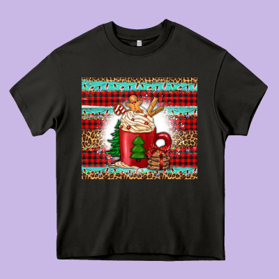 Christmas Coffee Heavy Core Tee Designed By Jasminsmagicworld