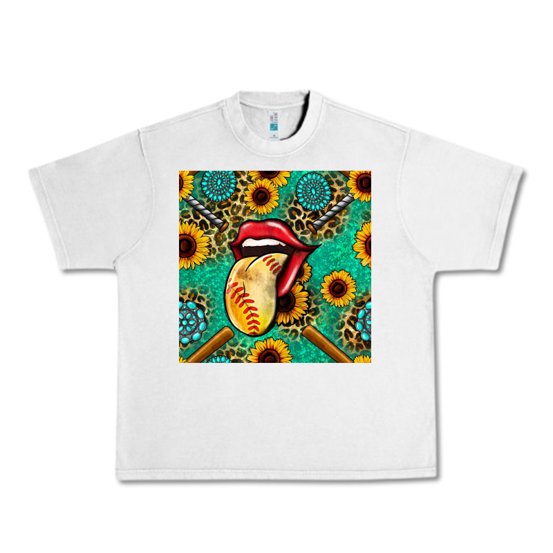 Softball Lips Sunflowers And Gemstones Seamless Pattern Urban Heavy Tee by BundleAndBundleShop | Teevron