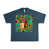 Midnight Navy softball lips sunflowers and gemstones seamless pattern Urban Heavy Tee - BundleAndBundleShop