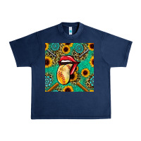 Navy softball lips sunflowers and gemstones seamless pattern Urban Heavy Tee - BundleAndBundleShop