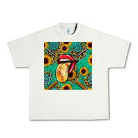 Pistachio softball lips sunflowers and gemstones seamless pattern Urban Heavy Tee - BundleAndBundleShop
