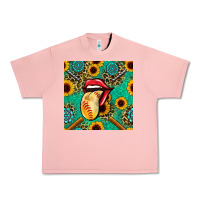 Salmon softball lips sunflowers and gemstones seamless pattern Urban Heavy Tee - BundleAndBundleShop