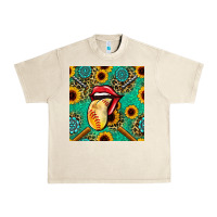 Sandshell softball lips sunflowers and gemstones seamless pattern Urban Heavy Tee - BundleAndBundleShop