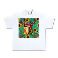 White softball lips sunflowers and gemstones seamless pattern Urban Heavy Tee - BundleAndBundleShop