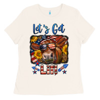 Bone let's get lit 4th of july cow Ladies Tee - LillyAllenDesigns