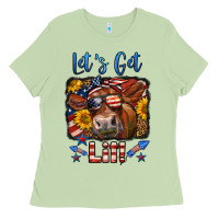 Matcha let's get lit 4th of july cow Ladies Tee - LillyAllenDesigns