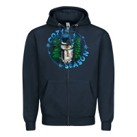 Navy cozy season Zipper Hoodie - CowGirlArtShop