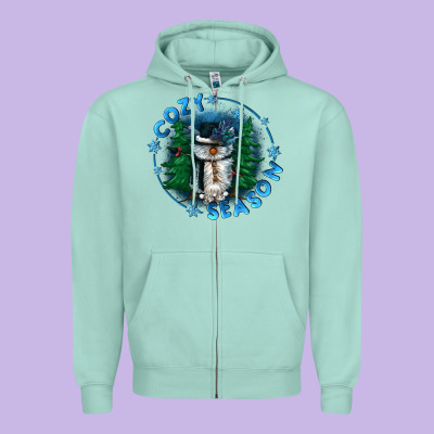 Cozy Season Zipper Hoodie Designed By Cowgirlartshop