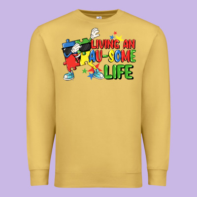 Living An Au-some Life Autism Awareness Day Premium Sweatshirt Designed By Fadigitalartstudio