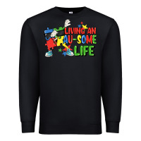 Black Living an au-some life Autism Awareness Day Premium Sweatshirt - FaDigitalArtStudio