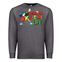 Charcoal Heather Living an au-some life Autism Awareness Day Premium Sweatshirt - FaDigitalArtStudio