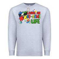 Heather Grey Living an au-some life Autism Awareness Day Premium Sweatshirt - FaDigitalArtStudio