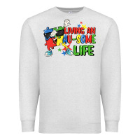 Oatmeal Heather Living an au-some life Autism Awareness Day Premium Sweatshirt - FaDigitalArtStudio