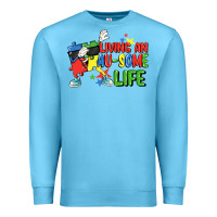 Ocean Blue Living an au-some life Autism Awareness Day Premium Sweatshirt - FaDigitalArtStudio
