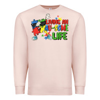 Pale Pink Living an au-some life Autism Awareness Day Premium Sweatshirt - FaDigitalArtStudio
