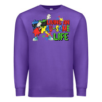 Purple Living an au-some life Autism Awareness Day Premium Sweatshirt - FaDigitalArtStudio