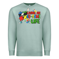 Seafoam Living an au-some life Autism Awareness Day Premium Sweatshirt - FaDigitalArtStudio