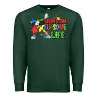 Sports Green Living an au-some life Autism Awareness Day Premium Sweatshirt - FaDigitalArtStudio