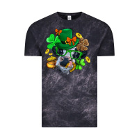 Cloud Black St. Patrick Cow Clover Vintage Tee - BundleAndBundleShop