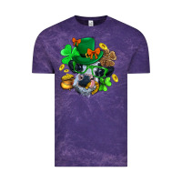 Cloud Purple St. Patrick Cow Clover Vintage Tee - BundleAndBundleShop