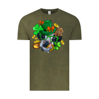 Vintage Olive St. Patrick Cow Clover Vintage Tee - BundleAndBundleShop