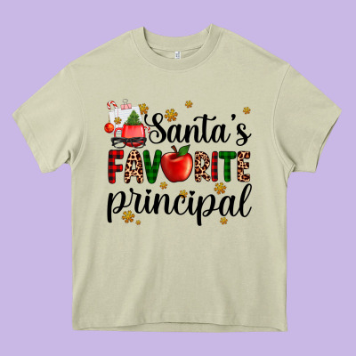Santa's Favorite Principal Heavy Core Tee Designed By Adodesignshop