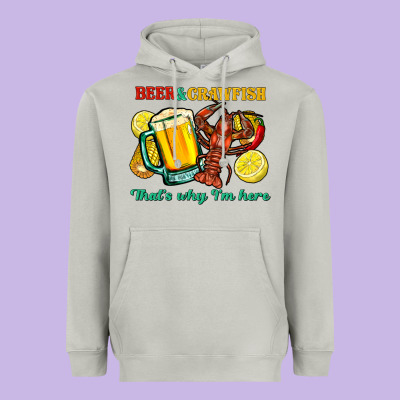 Beer&crawfish That's Why I'm Here Heavyweight Hoodie Designed By Fadigitalartstudio