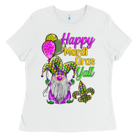 White happy mardi gras y'all Ladies Tee - BarkalooDesign