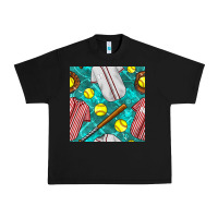 Black softball uniform glove and bat with field seamless pattern Urban Heavy Tee - BundleAndBundleShop