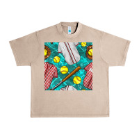 French Oak softball uniform glove and bat with field seamless pattern Urban Heavy Tee - BundleAndBundleShop