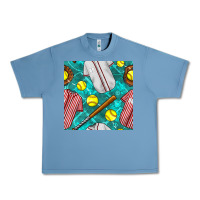 Pebble Blue softball uniform glove and bat with field seamless pattern Urban Heavy Tee - BundleAndBundleShop