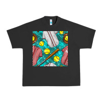 Pigment Black softball uniform glove and bat with field seamless pattern Urban Heavy Tee - BundleAndBundleShop