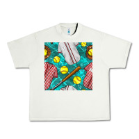 Pistachio softball uniform glove and bat with field seamless pattern Urban Heavy Tee - BundleAndBundleShop